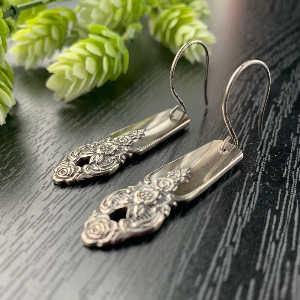 Spoon Earrings Jewelry Artisan Handmade Silver Plate Vintage Mid …